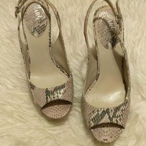 Cole Haan Maria Sharapova Snakeskin Open Toe Heels